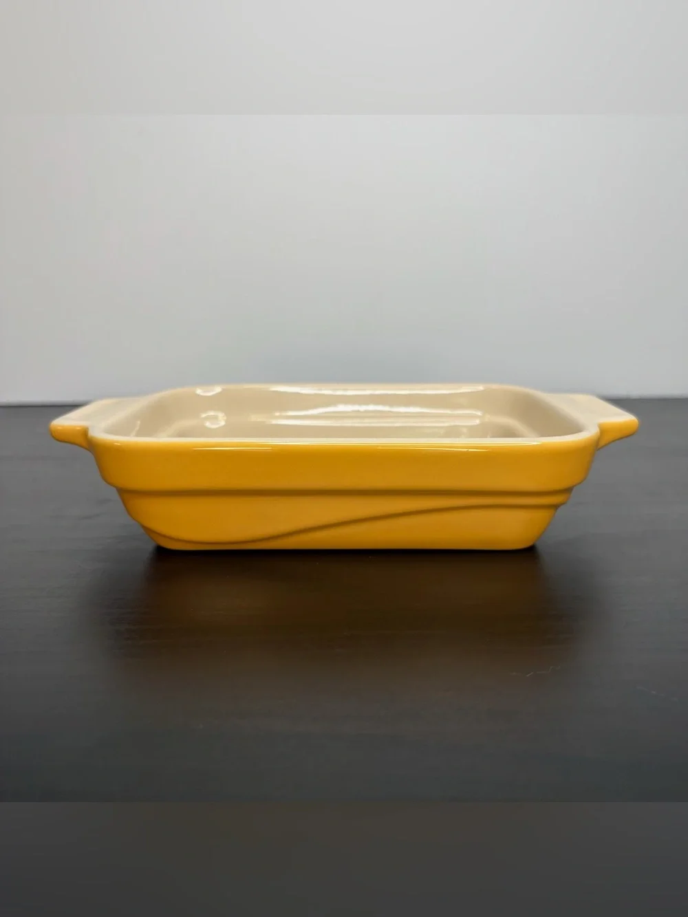 Le Creuset Yellow Stoneware Small Baking Dish Ceramic Kitchen Casserole Rare